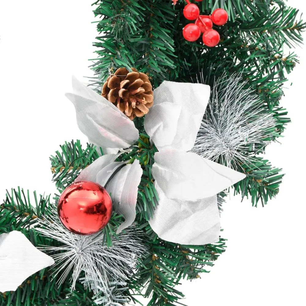 zöld PVC karácsonyi koszorú LED-ekkel 60 cm