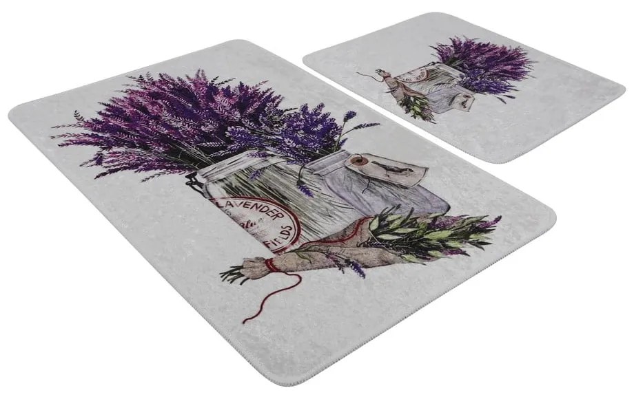 Lila-világosszürke fürdőszobai kilépő szett 2 db-os 60x100 cm Purpura – Foutastic