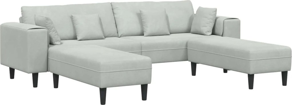 vidaXL Kanapé párnával 3 pcs Világosszürke Bársony