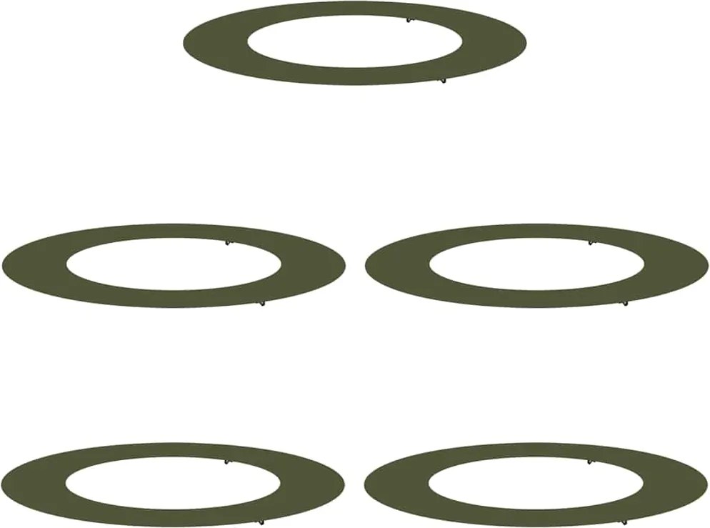 vidaXL Alkalmas lapos fa gyűrűkhez 5 pcs Oliva zöld Ø50 / 80 cm Acél