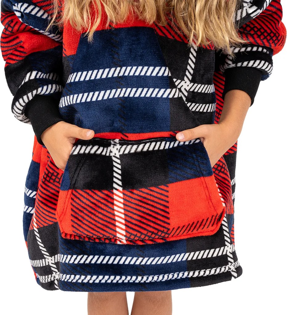 4Home Kockás mikroplüss gyapjú hatású takarópulóver, uni S - gyerek