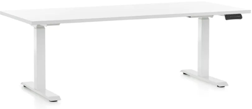 Állítható magasságú asztal OfficeTech D, 180 x 80 cm, fehér alap, fehér