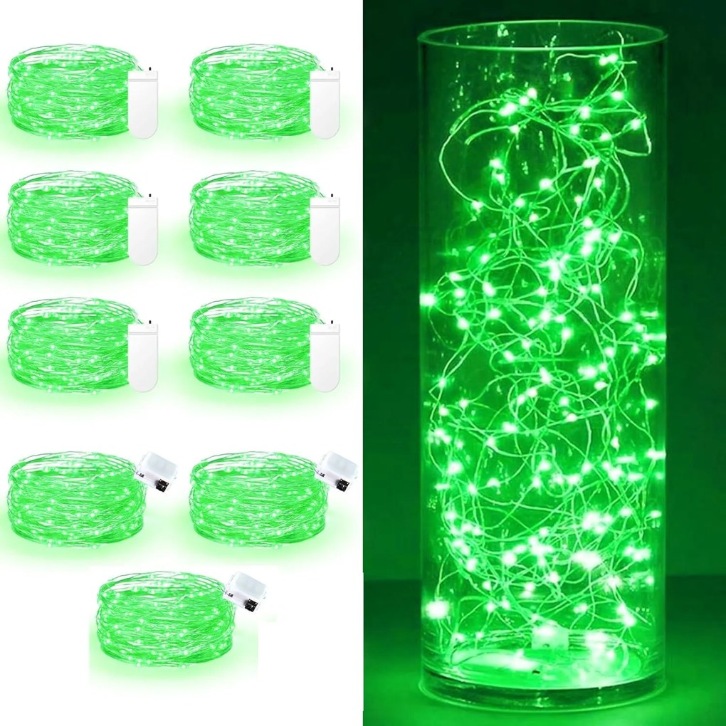 9 db 3m-es zöld Led lámpa, vízálló, dekorációhoz, buliba