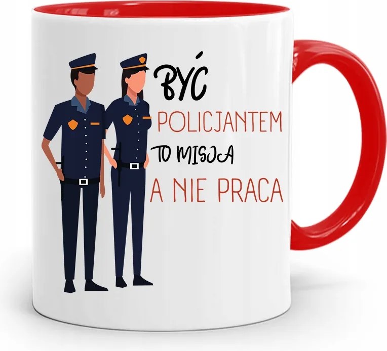 Piros Rendőr Bögre Rendőrnek Lenni Egy Küldetés, fényképes nyomtatással
