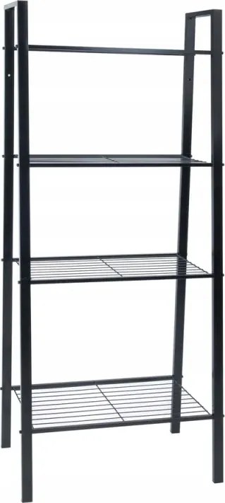 Fém könyvespolc fekete 148x61,8x34,5 cm 4 polc festett acél