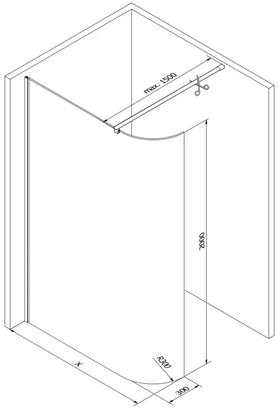 Mexen Kioto, lekerekített zuhanyparaván 80 x 200 cm, 8 mm átlátszó üveg, rózsa arany profil, 800-080-101-60-06