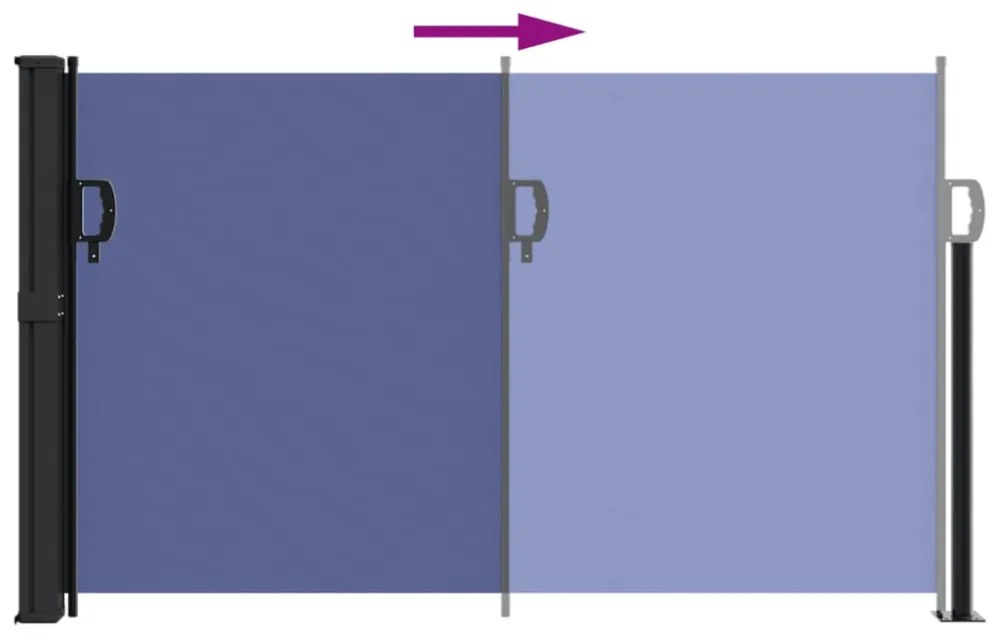kék behúzható oldalsó napellenző 120 x 500 cm