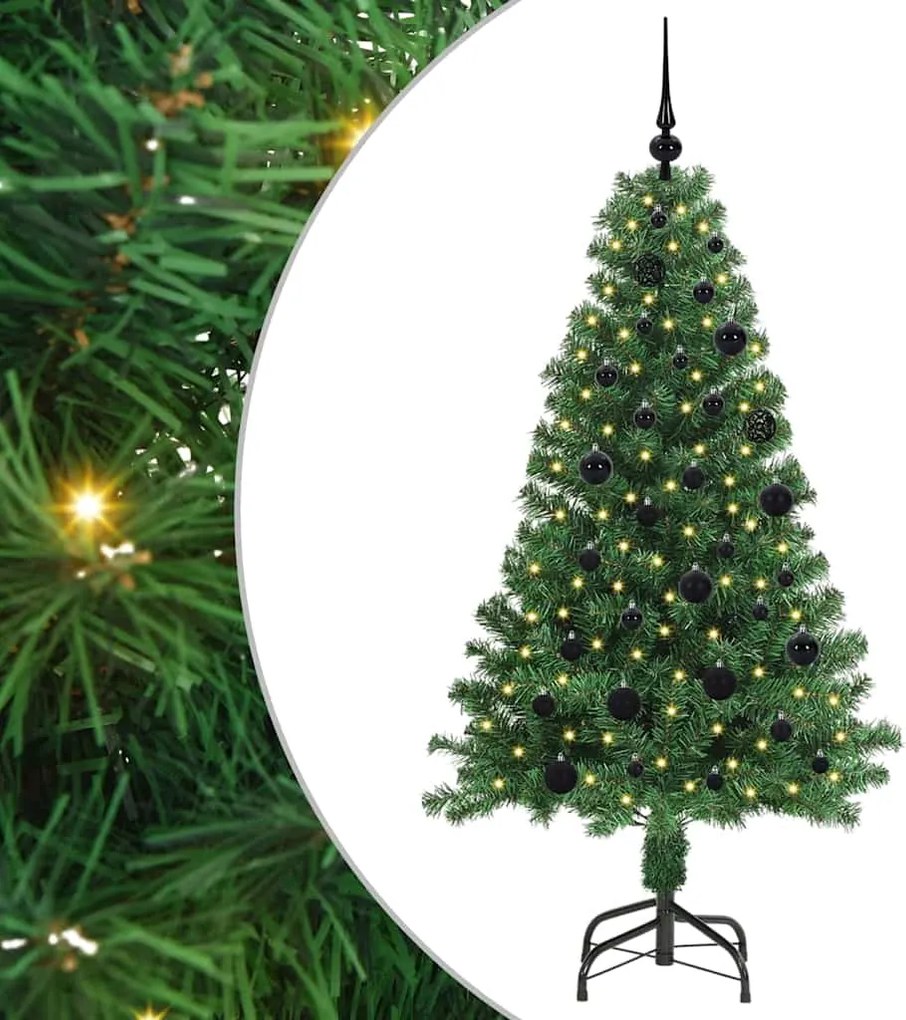 vidaXL Mű karácsonyfa 150 LED-del Zöld 150 cm PVC és Acél és Műanyag