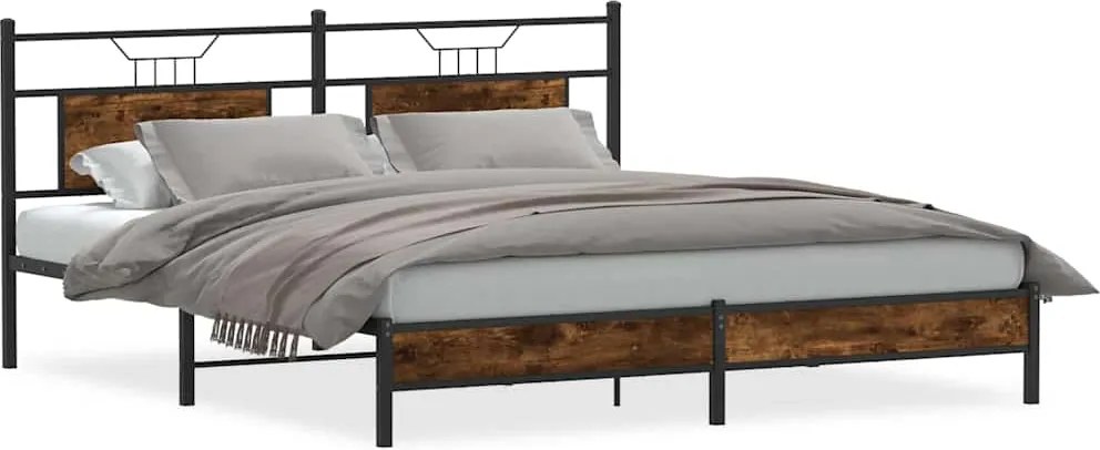 vidaXL füstös tölgy színű szerelt fa ágykeret matrac nélkül 183x203 cm
