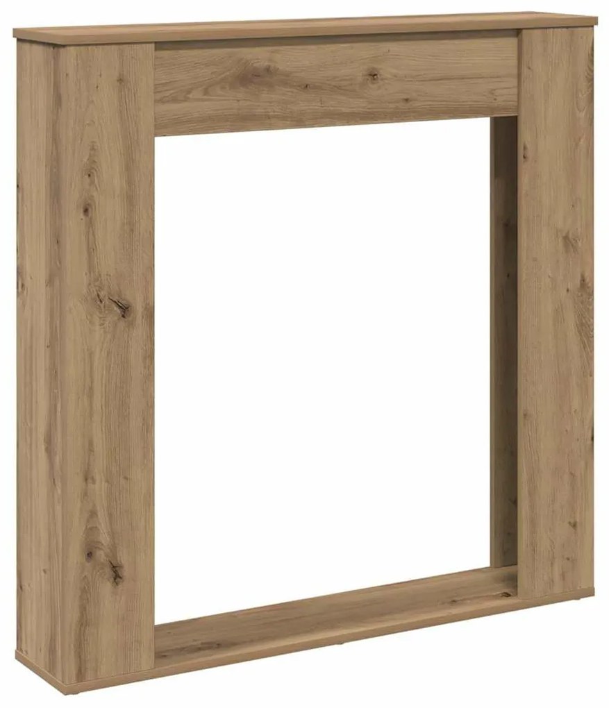 kézműves tölgy színű szerelt fa kandallóburkolat 100x20x100 cm