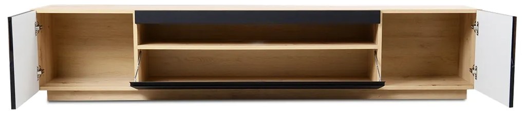 Loftia TV-szekrény 200 cm kétajtós nyitott résszel - artisan / fekete matt