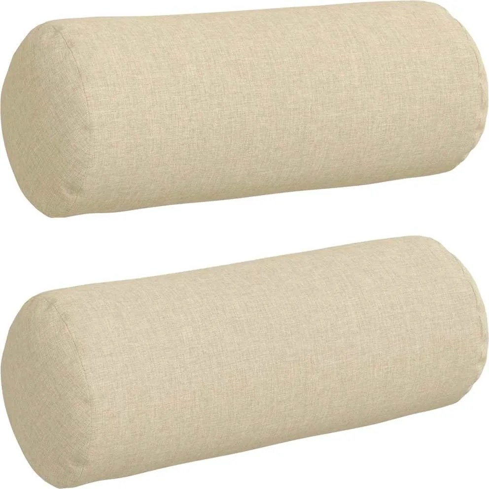 vidaXL Hengerpárnák 2 pcs Krém Ø 15 x 40 cm szövet