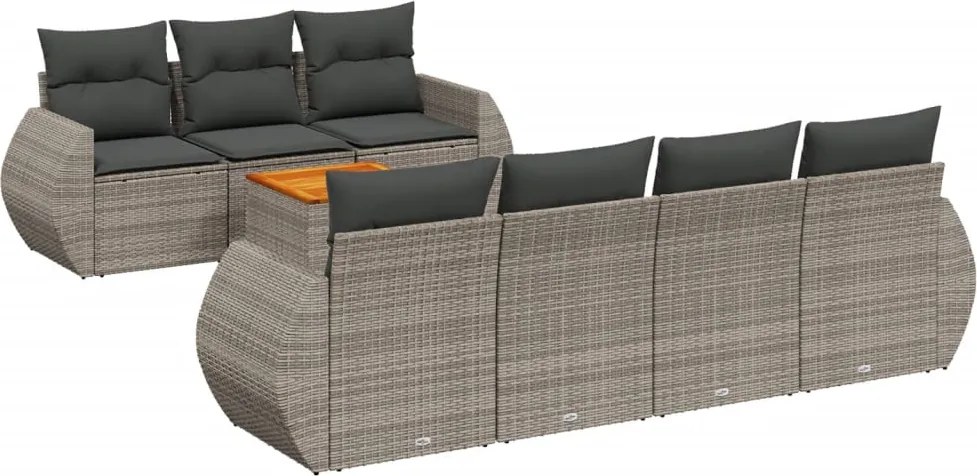 vidaXL 8 részes szürke polyrattan kerti ülőgarnitúra párnákkal