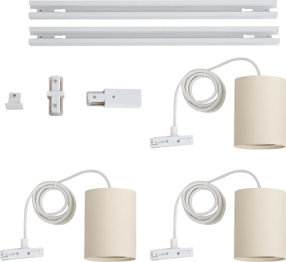 Modern sínrendszer 3 függőlámpával, fehér és bézs színben, 1 fázisú - Iconic Holt