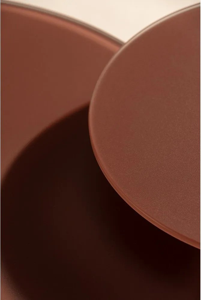 Barna kerek dohányzóasztal szett 2 db-os üveg asztallappal ø 80 cm Vida – MOME