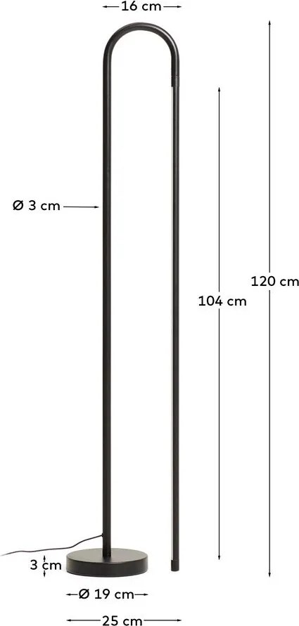 Fekete LED állólámpa (magasság 120 cm) Bow – Kave Home