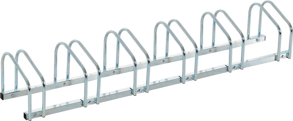 HOMCOM Kerékpártámasz - 6 Kerékpár Tárolására Alkalmas, Időjárásálló, Tartós Föld- és Faltartó Acél, 179 x 33 x 27 cm | Aosom