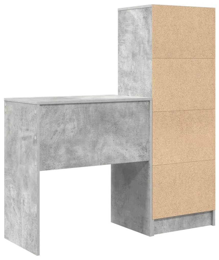 Íróasztal Tárolóval Beton Szürke Forgácslap
