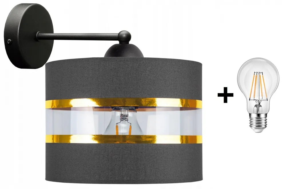 Glimex Abazur szürke fali lámpa 1x E27 + ajándék LED izzó