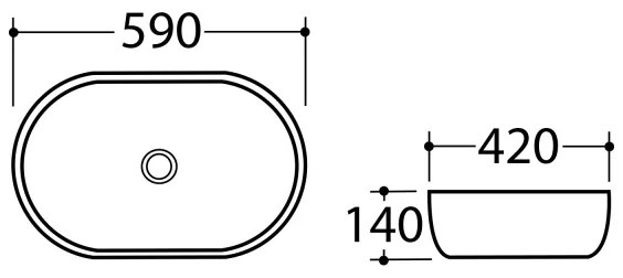 Sapho - DALMA 59x42 cm ráépíthető mosdó, kerámia/Carrara