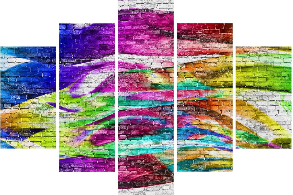 Kép - Téglafal színes lángokkal (150x105 cm)