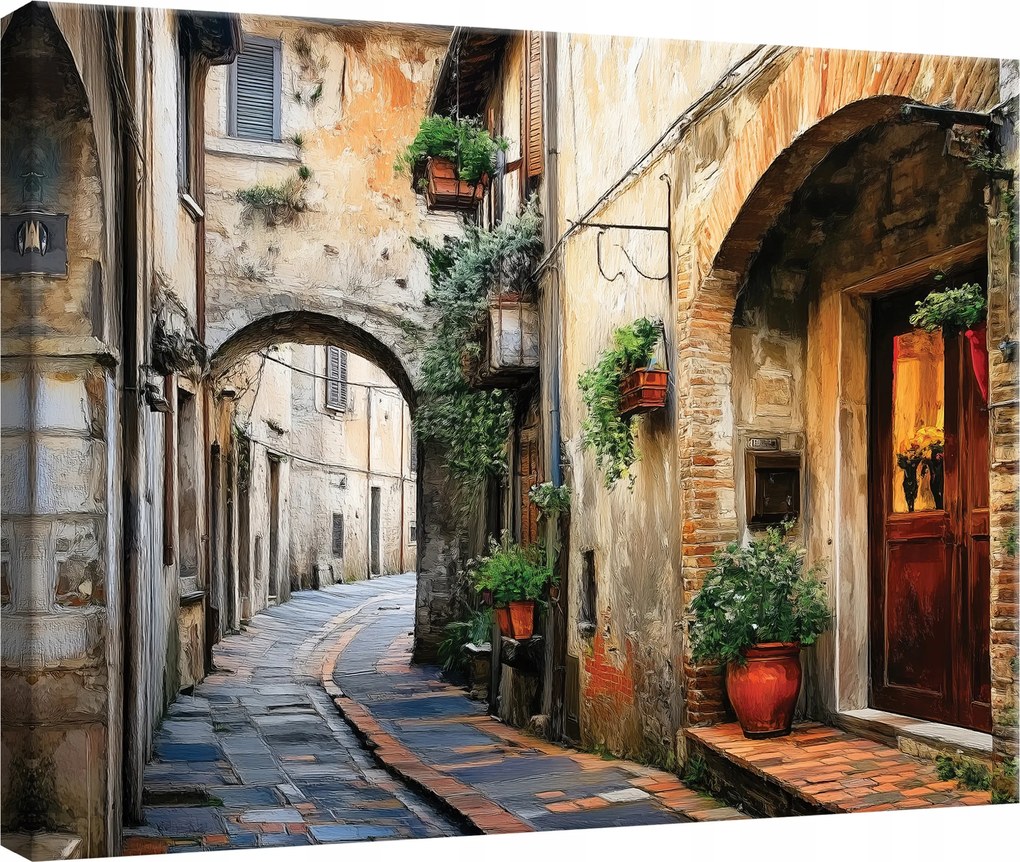 Hálószoba Konyha Nappali Olasz Utca Vászon Falikép 100x70