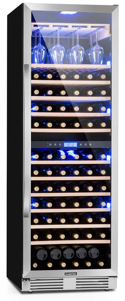Klarstein Vinovilla Grande Duo, nagy kapacitású borhűtő, 425 liter, 165 palack, 3 színű LED világítás