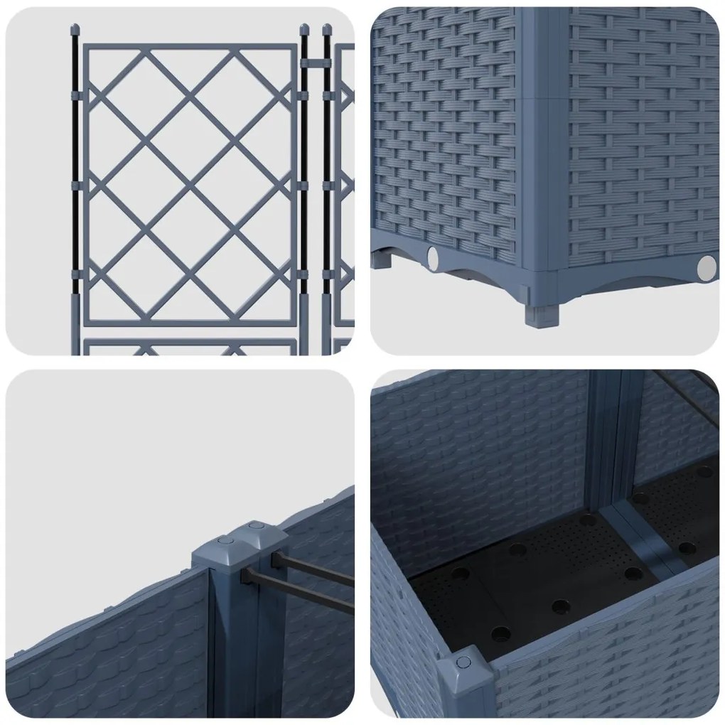 Trellis-szel ellátott Kerti Ültető 2 db Szürke 80x40x143 cm