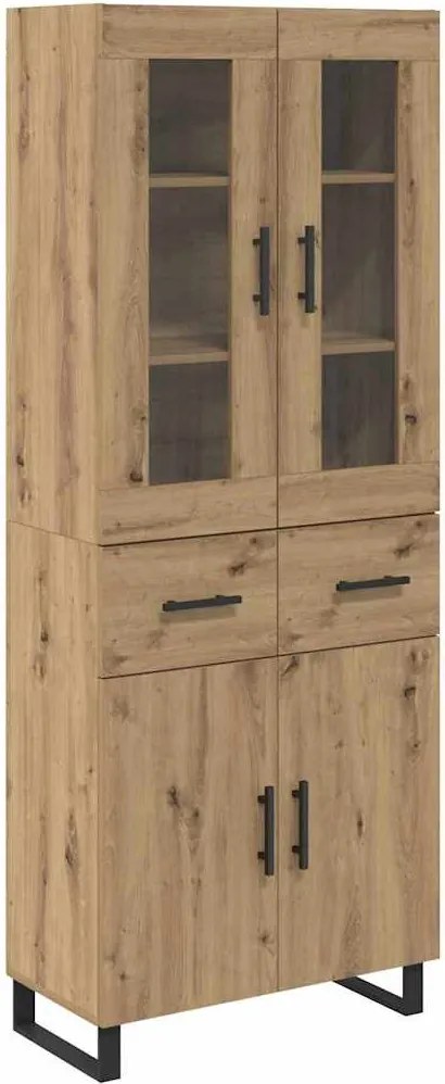 vidaXL Magasfiú fiókkal 2 pcs Artisan tölgy Műanyag Fa és Üveg
