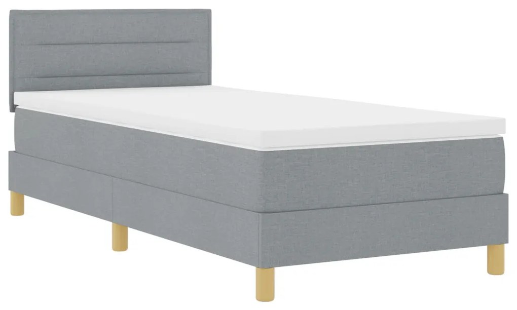 vidaXL LED Box Spring Ágy matracmal Világosszürke 90 x 200 cm szövet