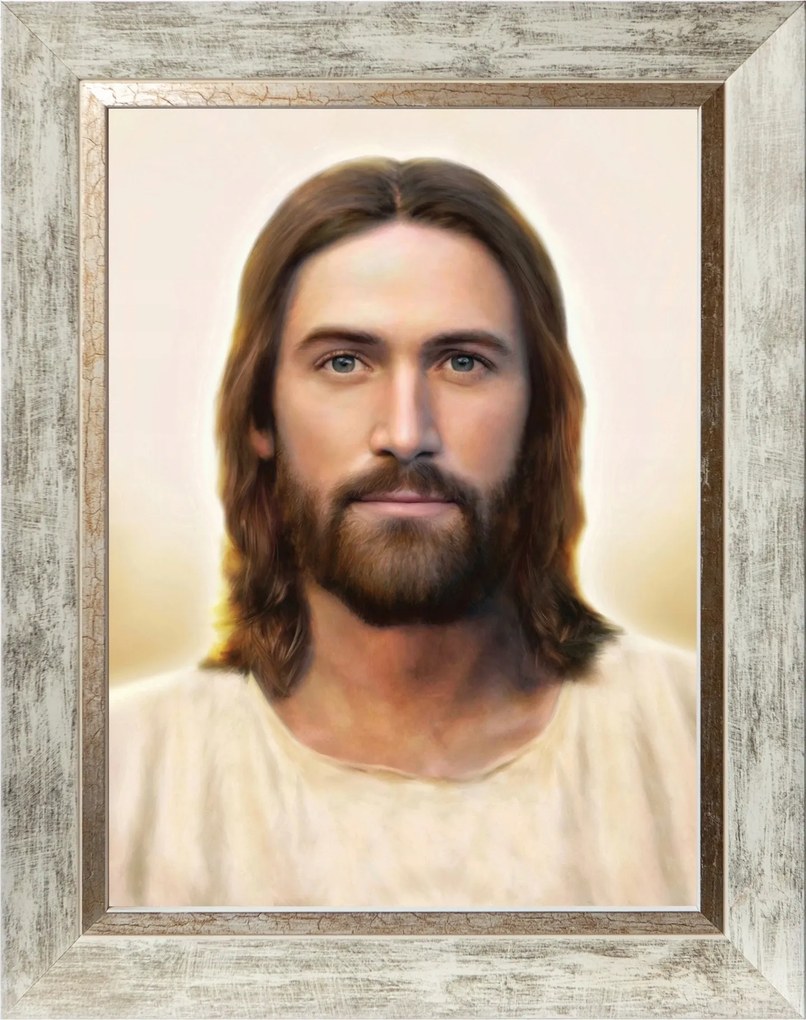 Jézus Krisztus Portré Szakrális Vászonkép Fehér Keretben 30X40