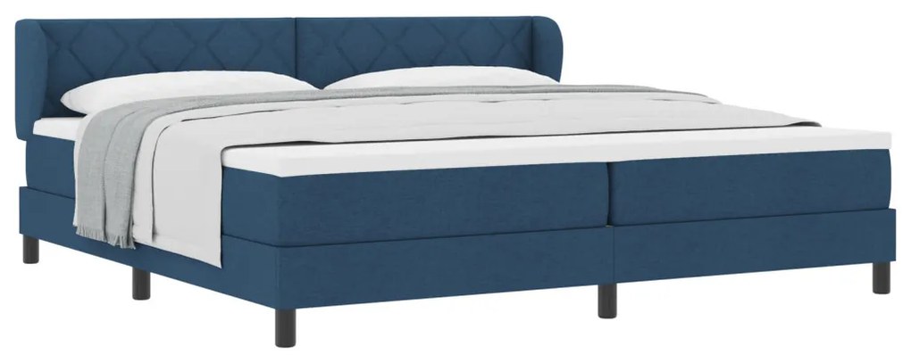 Boxspring Ágy Matrac Kék 200x200 cm Szövet