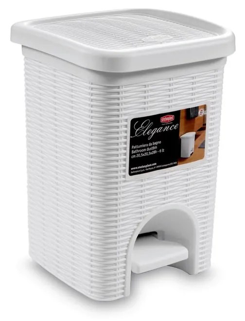STEFANPLAST Fürdőszobai hulladékkosár Elegance 6l, fehér