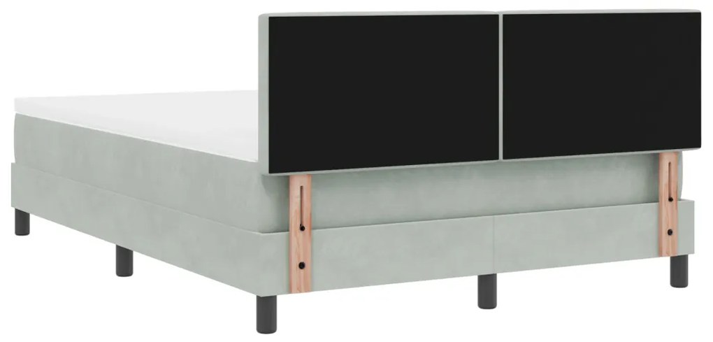 vidaXL LED Box Spring Ágy matracmal Világosszürke 140 x 190 cm Bársony