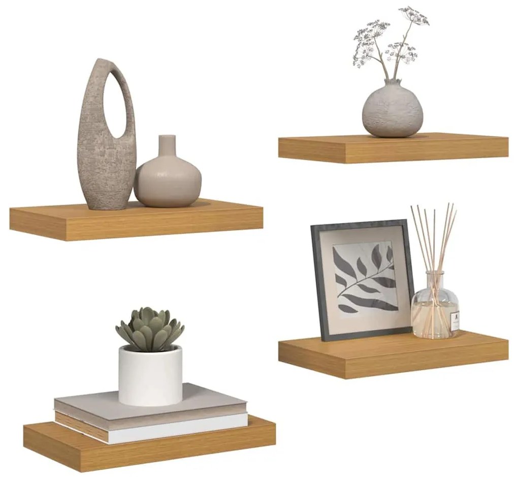 vidaXL Falpolc Falra szerelhető 4 pcs Bézs 40 x 23,5 x 4 cm Faanyag