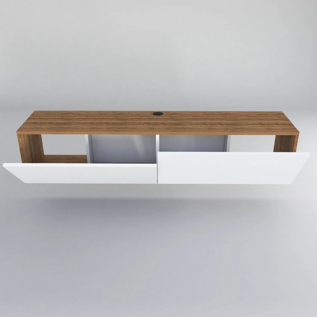 TV szekrény Poling - White, Walnut