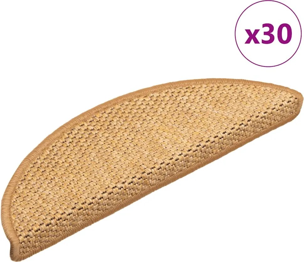 vidaXL 30 db lépcsőszőnyegek öntapadós szizál kinézetű 56x17x3 cm