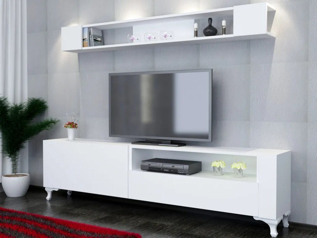 Kar TV-állvány, fehér, 180 cm