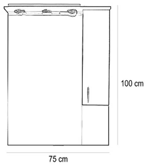 Bianca Plus 75 felsőszekrény, magasfényű fehér színben, jobbos nyitásirány
