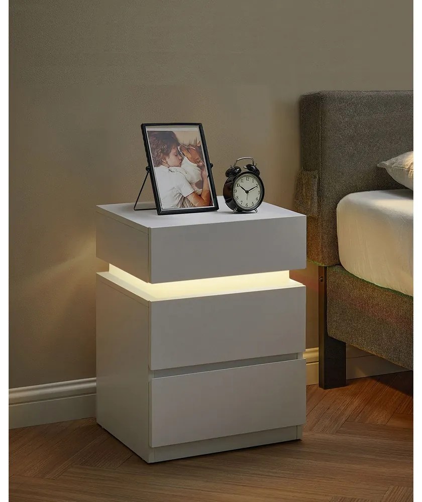 DAVY éjjeliszekrény világítással, 40x35x55cm, fehér Vasagle