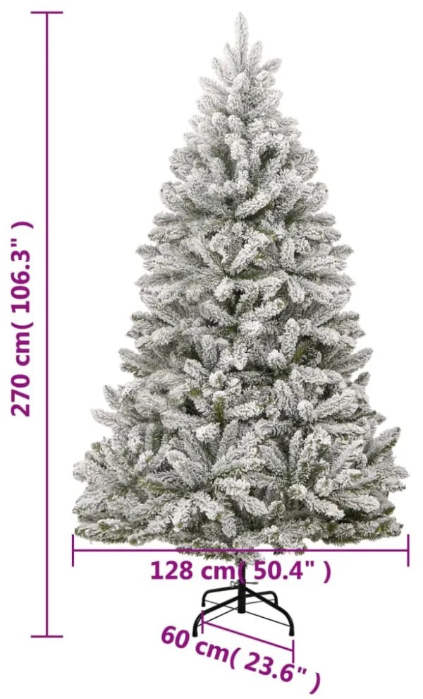 csuklópántos műkarácsonyfa hóval 270 cm