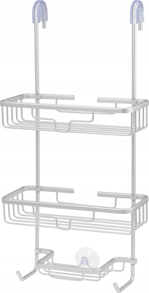 Kosár fürdőszobai polc akasztós zuhanytálca ezüst
