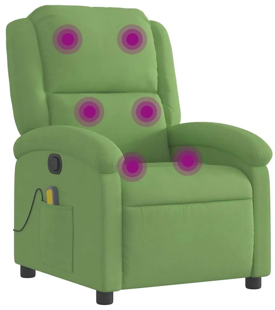világoszöld bársony dönthető masszázsfotel