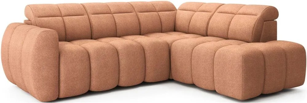 Lazacszínű buklé kinyitható-tárolóhelyes sarokkanapé (jobb oldali-L alakú) Falconn – ELTAP