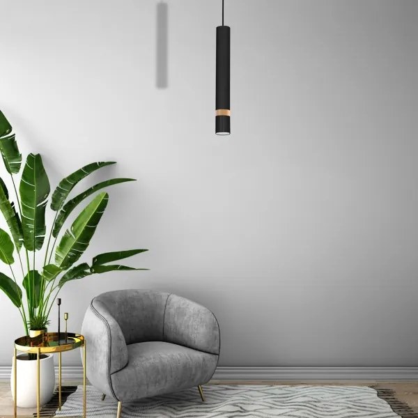 Csillár zsinóron JOKER BLACK WOOD 1xGU10/8W/230V