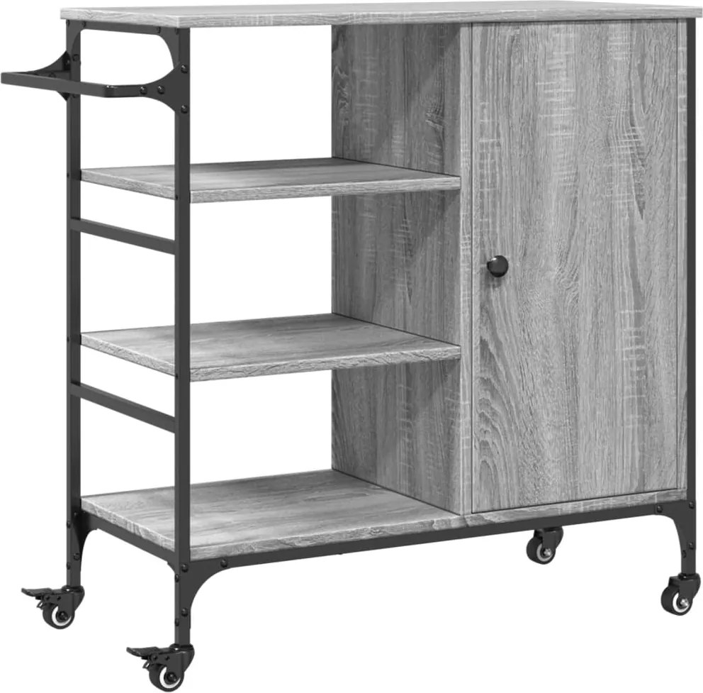 vidaXL szürke sonoma színű szerelt fa zsúrkocsi 87,5 x 38,5 x 84,5 cm