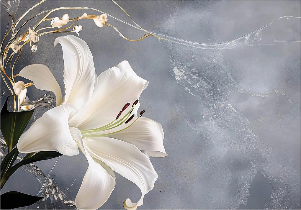 Fotótapéta levelek 3D Hatás virágok Modern elegáns nappali hálószoba Loft