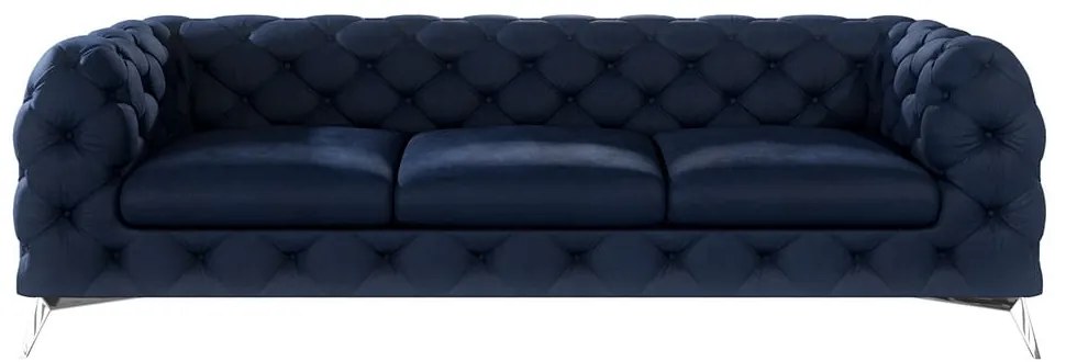 Sötétkék bársony kanapé 243 cm Chelsea – Ropez