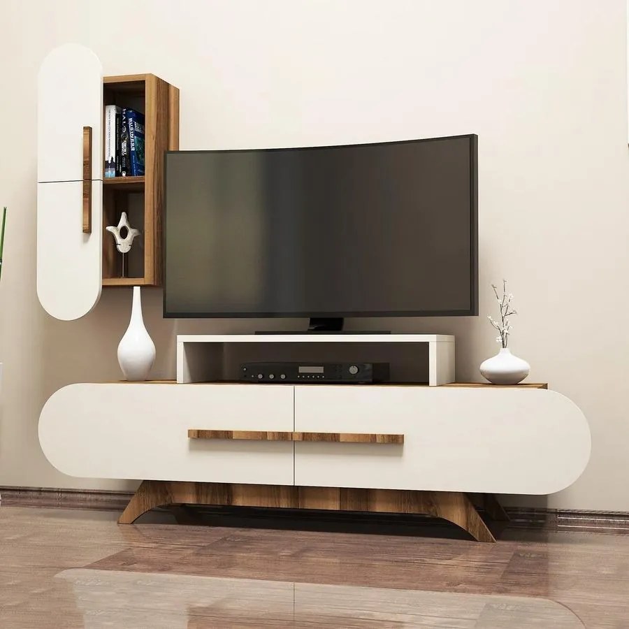 TV szekrény Rose S - Walnut, Cream