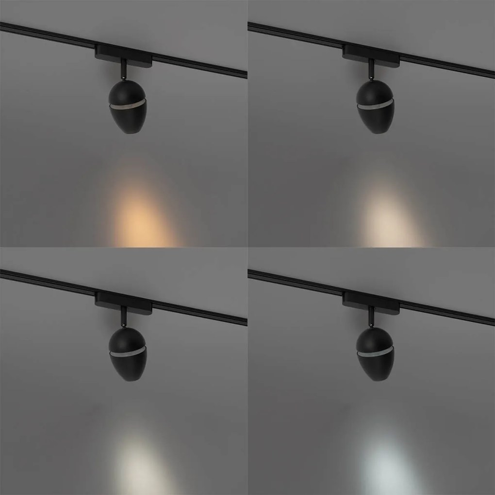 Modern fekete spotlámpa 1 fázisú sínrendszerhez, LED-del - Magnetic Eggy